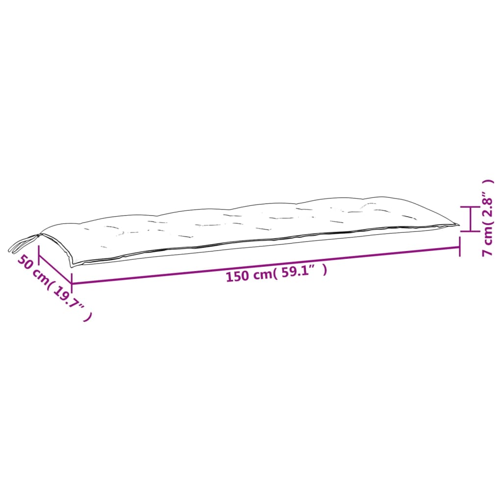 Almofadões banco jardim 2pcs 150x50x7cm tecido oxford antracite