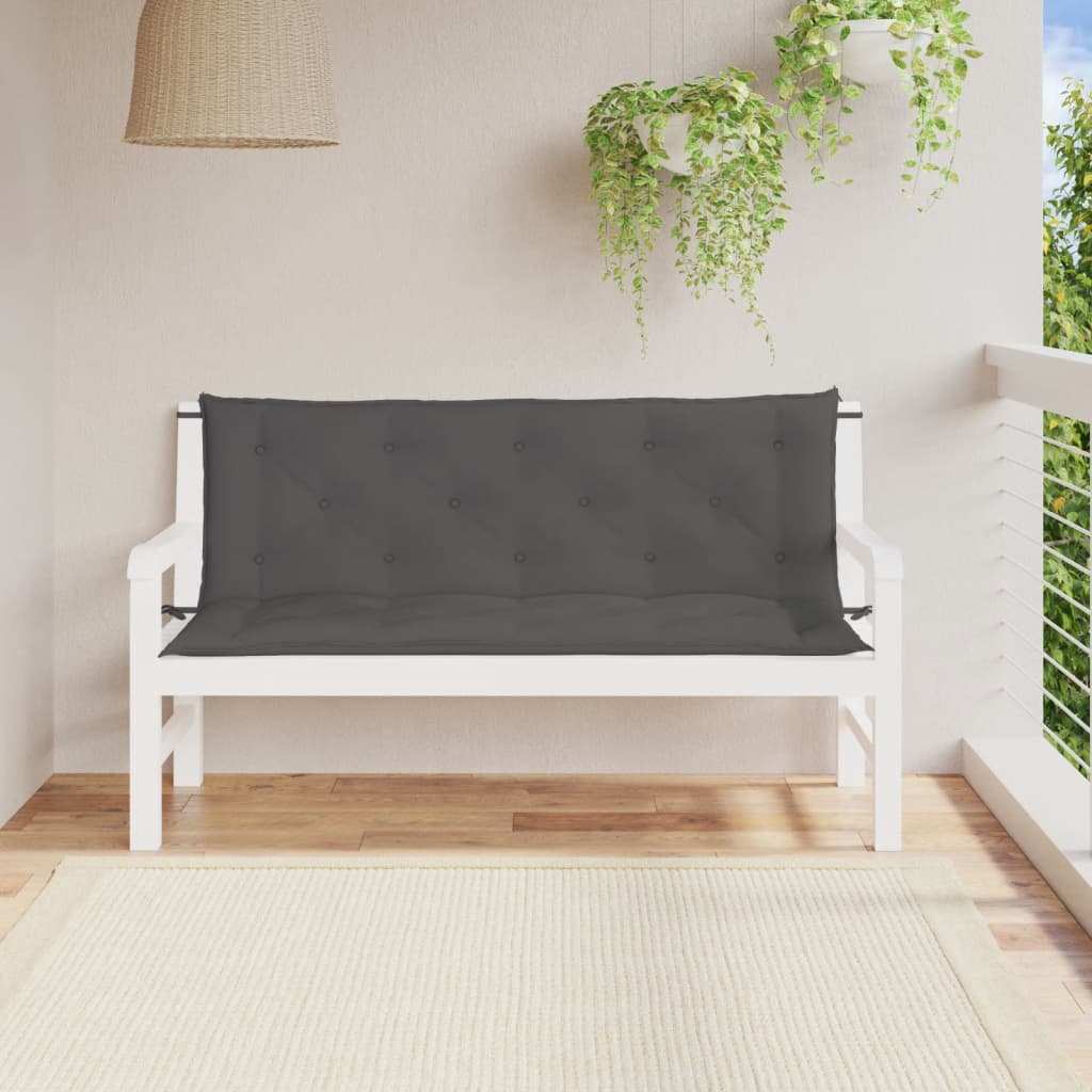 Almofadões banco jardim 2pcs 150x50x7cm tecido oxford antracite