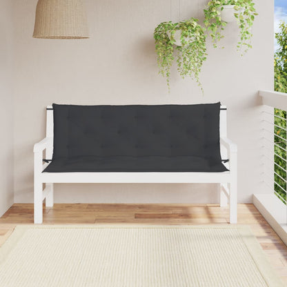 Almofadões banco jardim 2 pcs 150x50x7cm tecido oxford preto