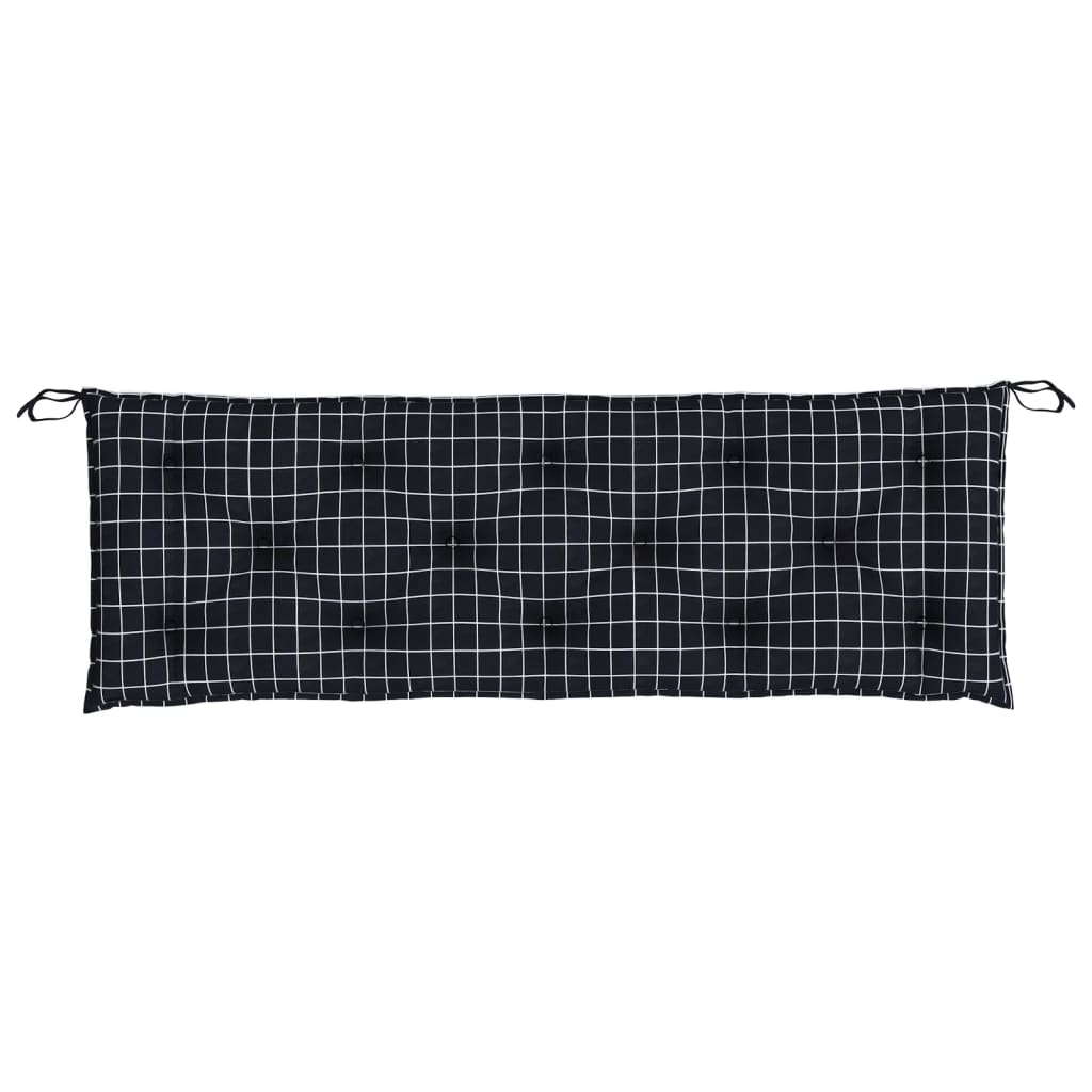 Almofadões p/ banco jardim 2 pcs 150x50x7cm tecido xadrez preto