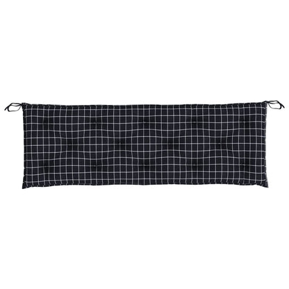 Almofadões p/ banco jardim 2 pcs 150x50x7cm tecido xadrez preto