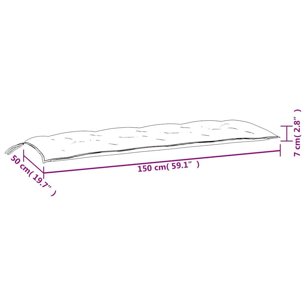 Almofadões p/ banco de jardim 2 pcs 150x50x7 cm tecido turquesa