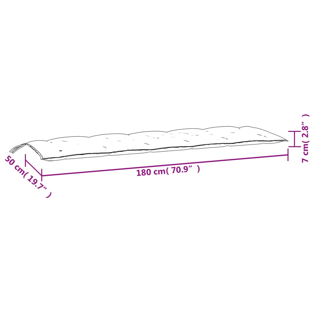 Almofadões banco jardim 2pcs 180x50x7cm tecido oxford antracite