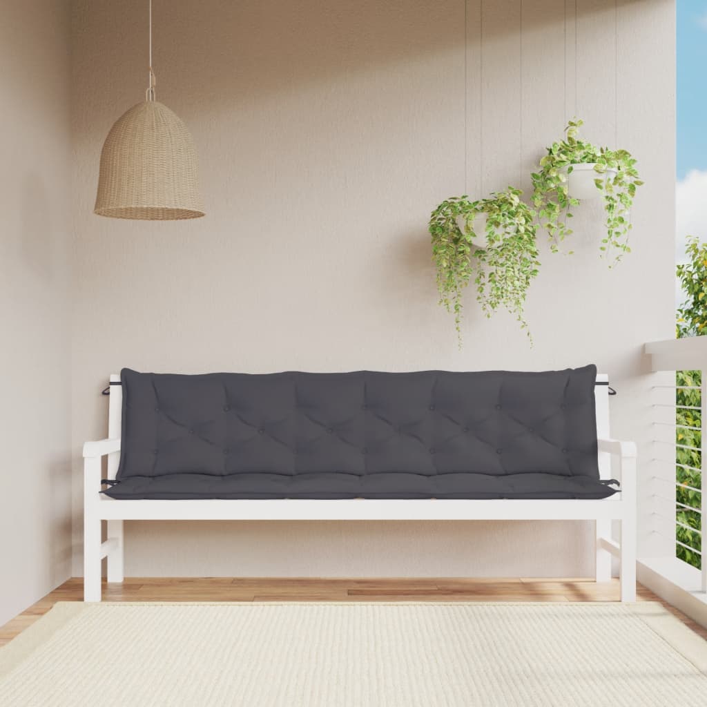 Almofadões banco jardim 2pcs 200x50x7cm tecido oxford antracite