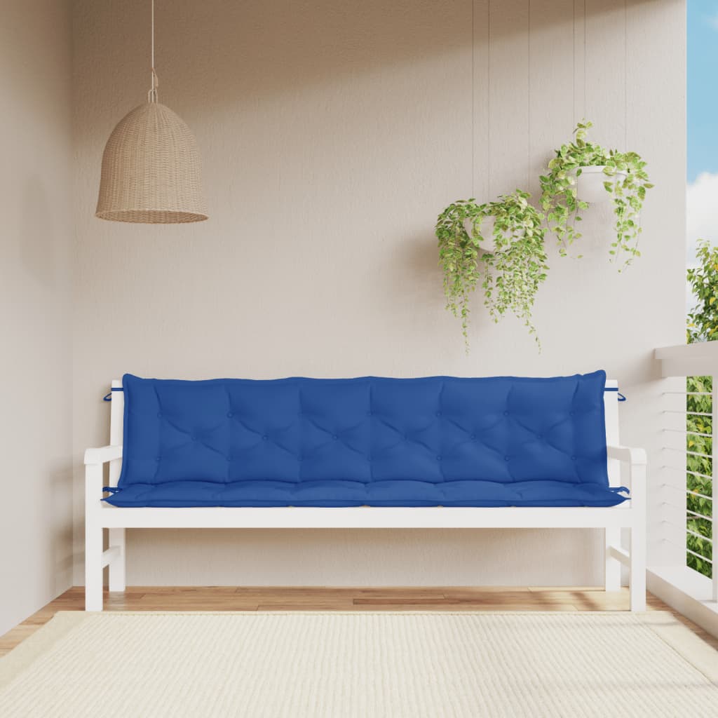 Almofadões banco jardim 2 pcs 200x50x7cm tecido oxford azul