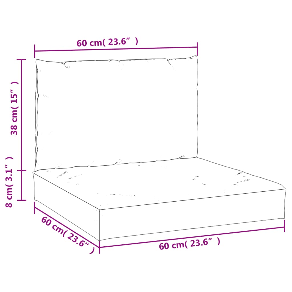 Almofadões p/ paletes 2 pcs tecido oxford branco nata