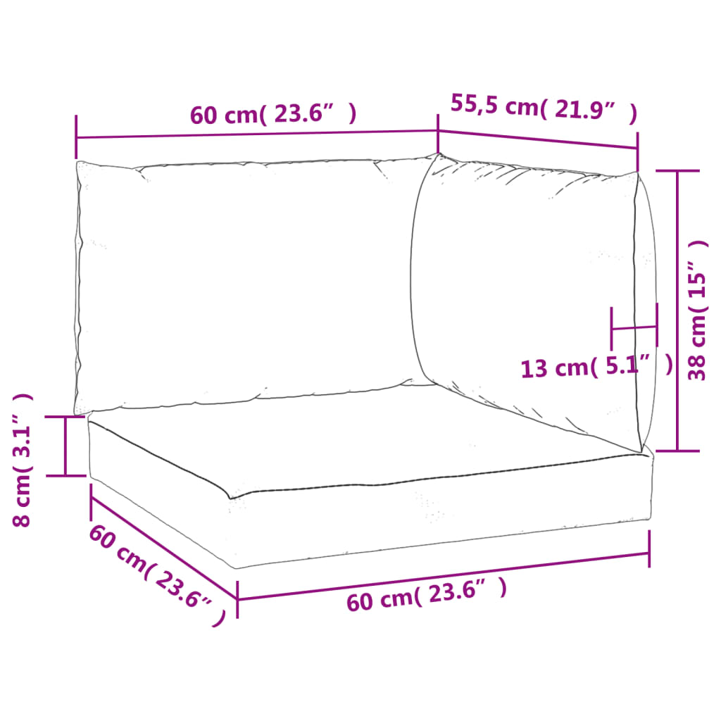 Almofadões de paletes 3 pcs tecido oxford cinza-acastanhado