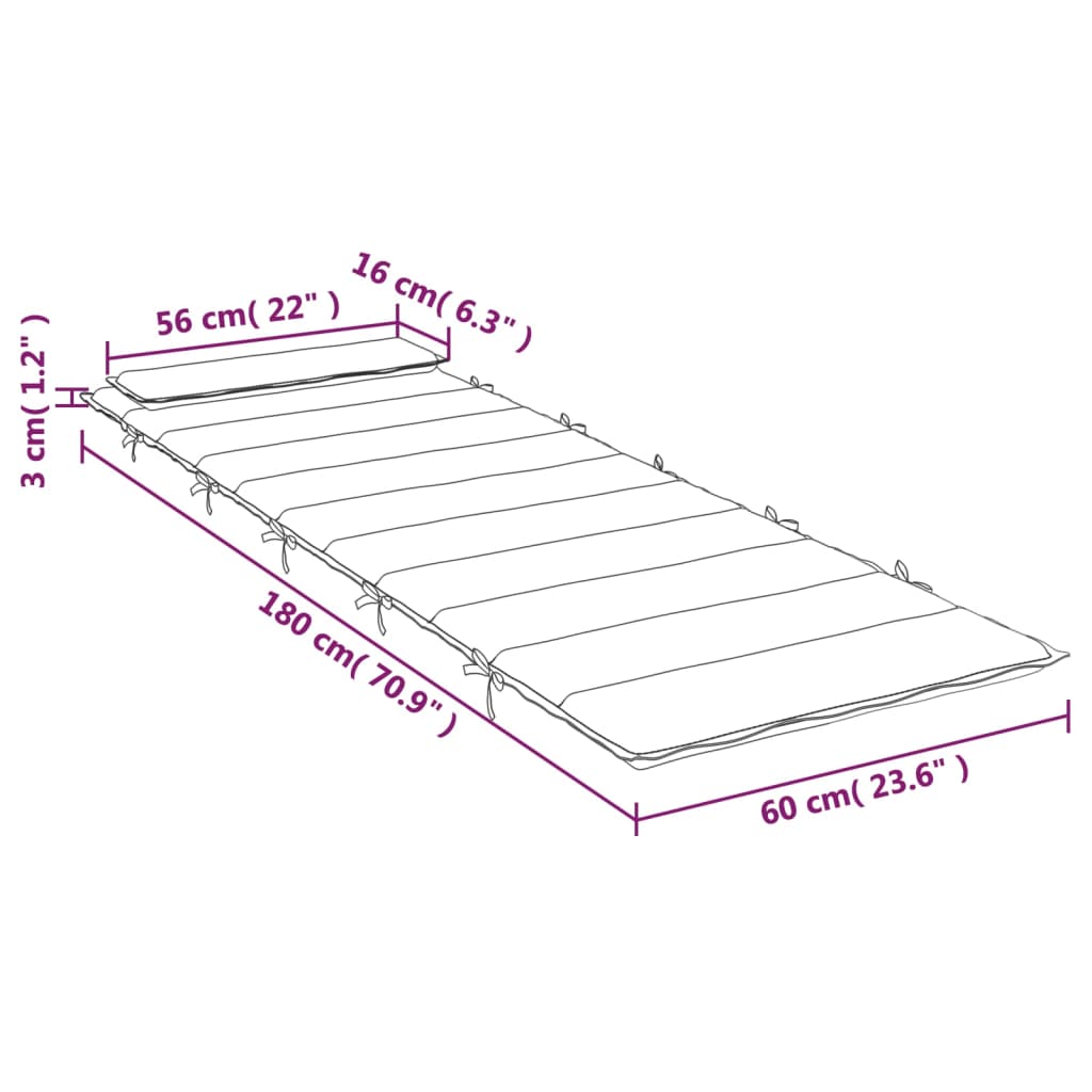 Almofadão p/ espreguiçadeira 180x60x3cm tecido oxford cor creme