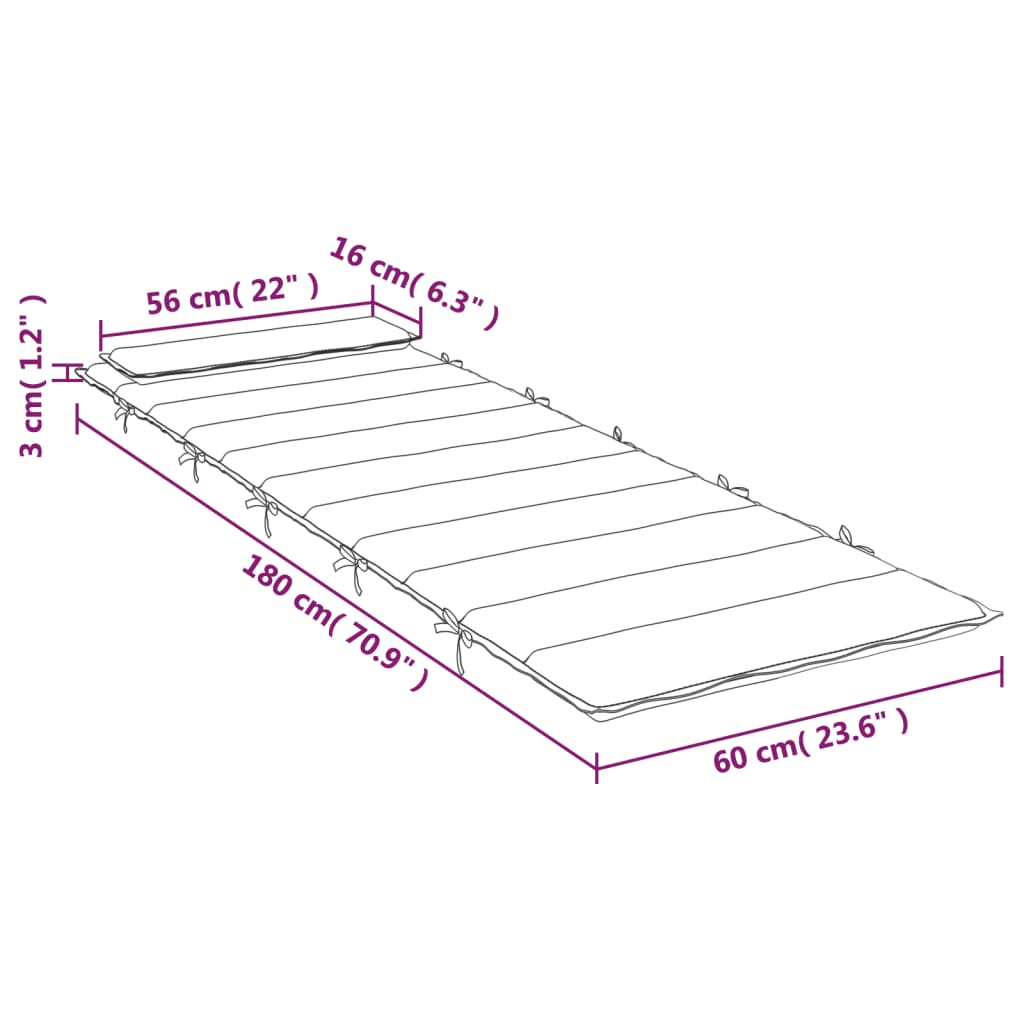 Almofadão p/ espreguiçadeira 180x60x3 cm tecido oxford folhas