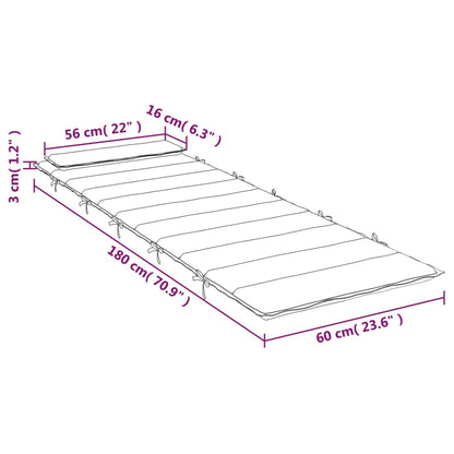 Almofadão p/ espreguiçadeira 180x60x3 cm tecido oxford folhas