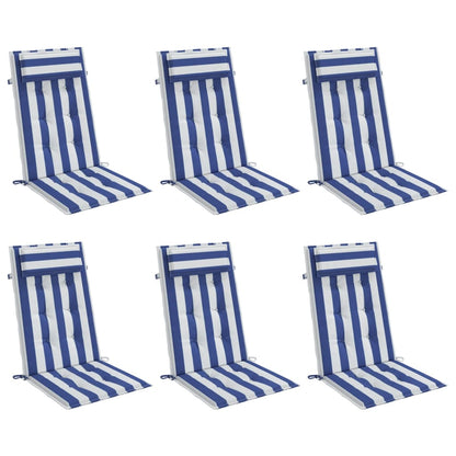 Almofadões cadeira encosto alto 6 pcs tecido oxford azul/branco