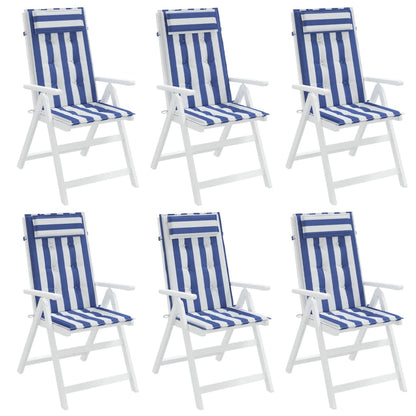 Almofadões cadeira encosto alto 6 pcs tecido oxford azul/branco