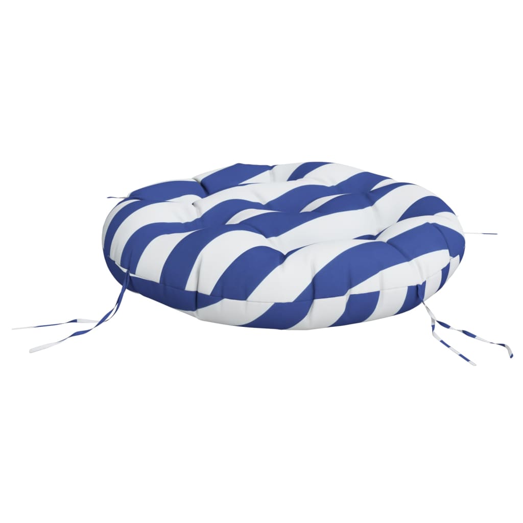 Almofadão redondo Ø 60 x11 cm tecido oxford riscas azul/branco