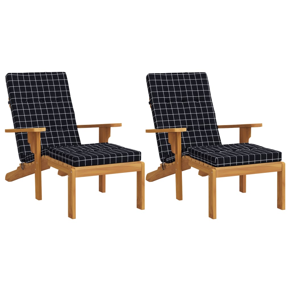 Almofadões p/ cadeira terraço 2 pcs tecido oxford xadrez preto