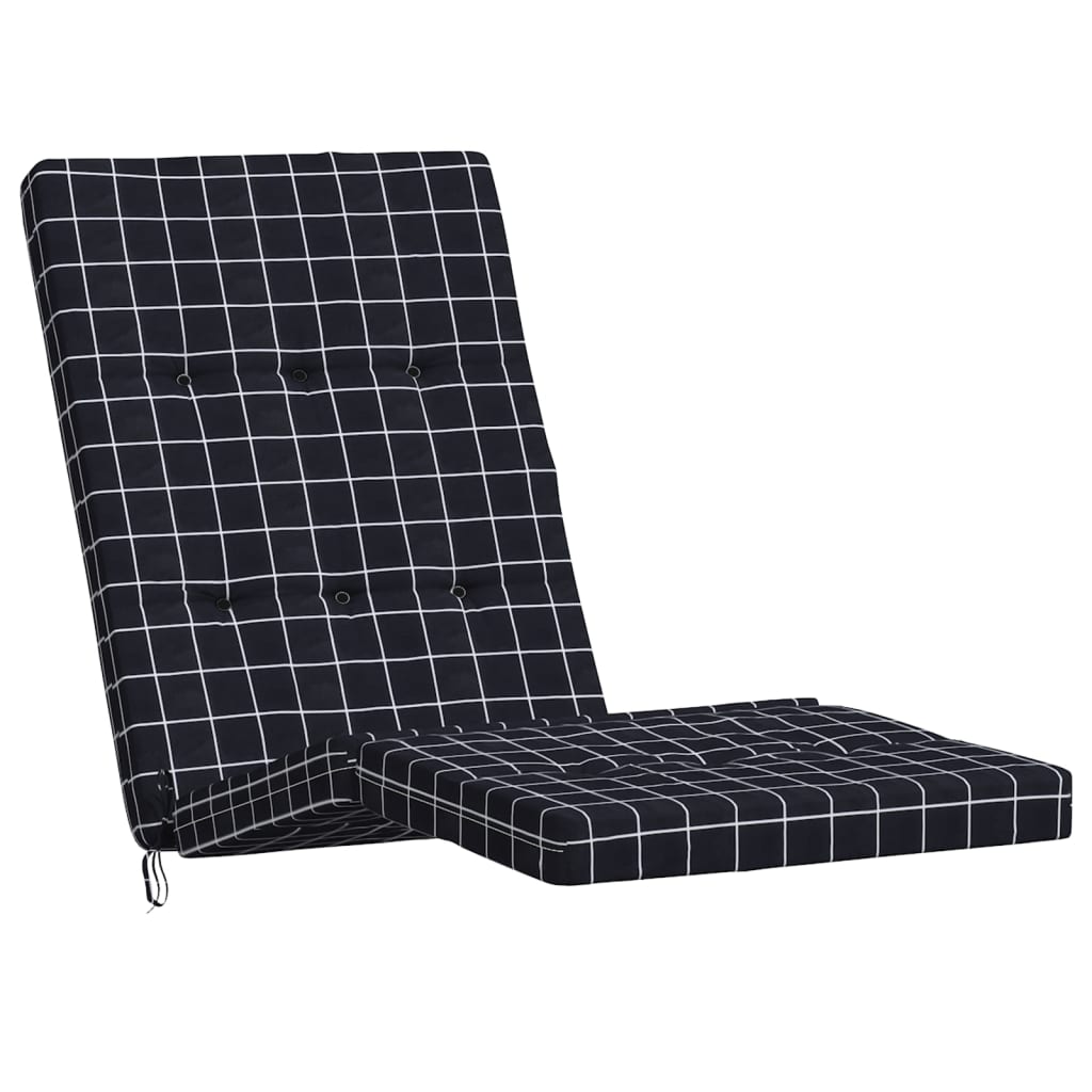 Almofadões p/ cadeira terraço 2 pcs tecido oxford xadrez preto