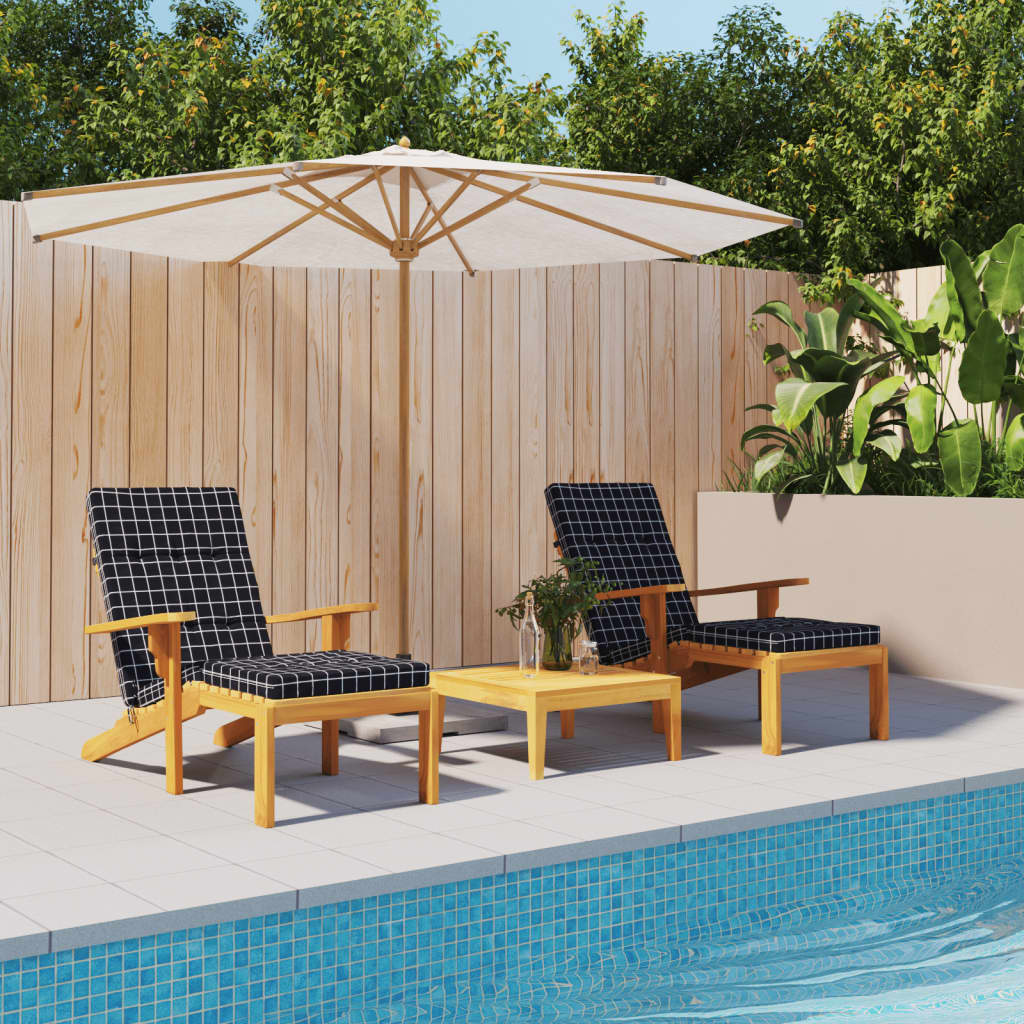 Almofadões p/ cadeira terraço 2 pcs tecido oxford xadrez preto