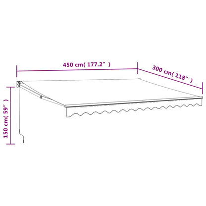 Toldo retrátil 4,5x3 m tecido e alumínio cor creme