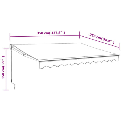 Toldo retrátil 3,5x2,5 m tecido e alumínio cor creme