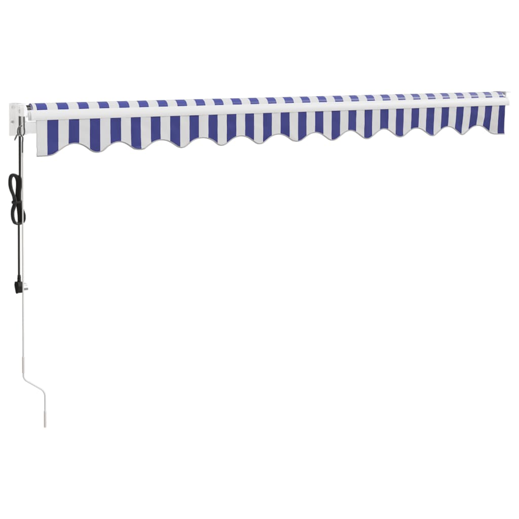 Toldo retrátil 3x2,5 m tecido e alumínio azul e branco