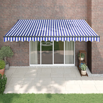 Toldo retrátil 4,5x3 m tecido e alumínio azul e branco