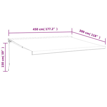 Toldo retrátil 4,5x3 m tecido e alumínio antracite