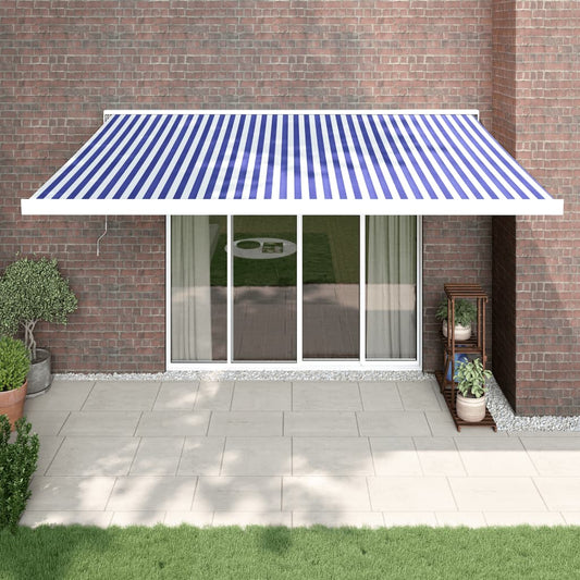 Toldo retrátil 4,5x3 m tecido e alumínio azul e branco