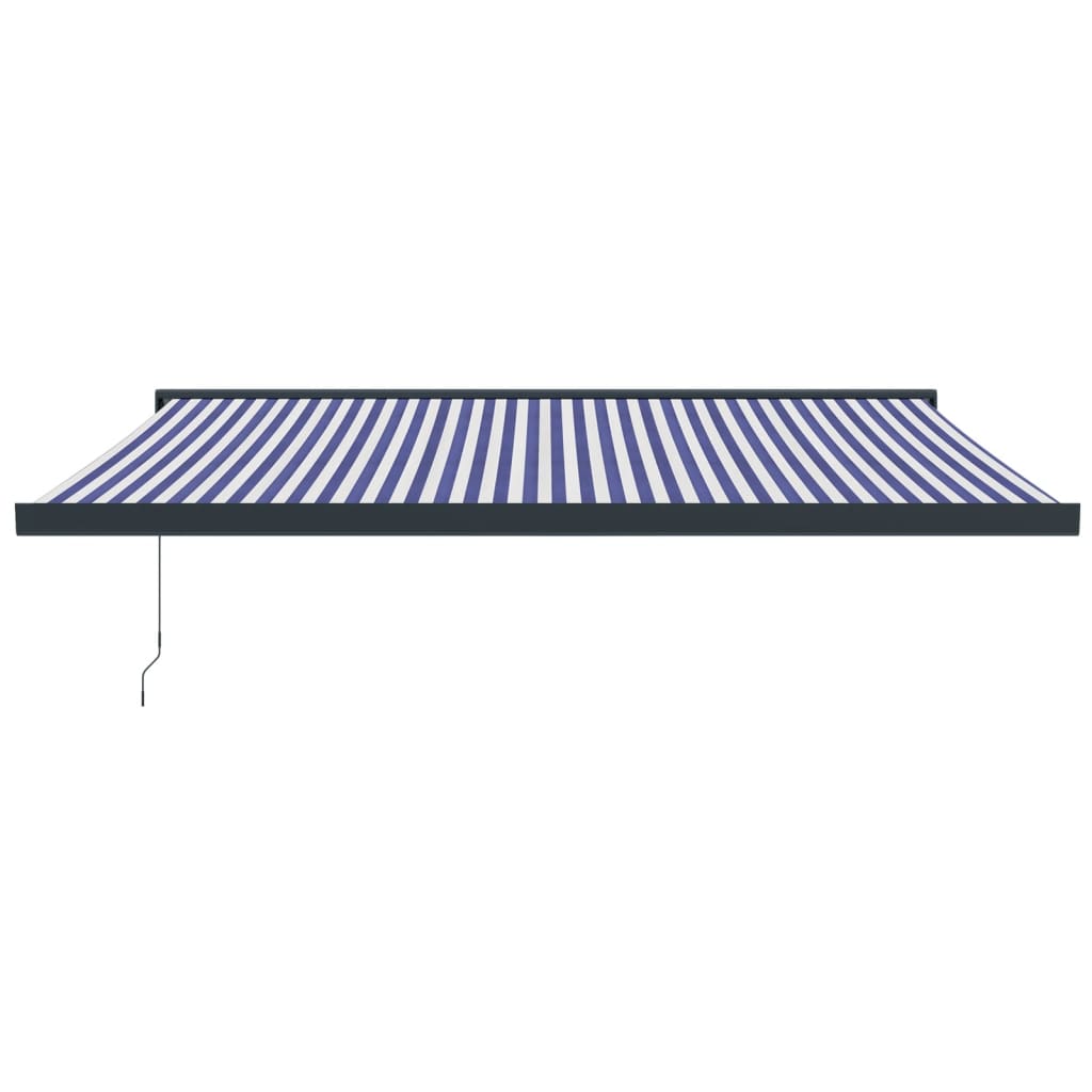 Toldo retrátil 4x3 m tecido e alumínio azul e branco