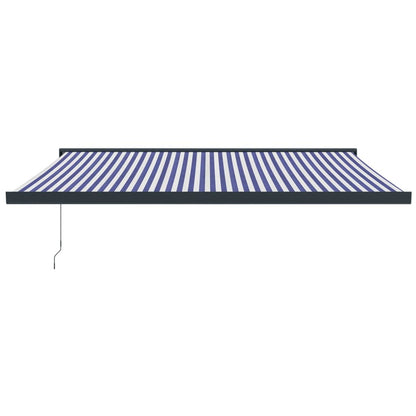 Toldo retrátil 4x3 m tecido e alumínio azul e branco