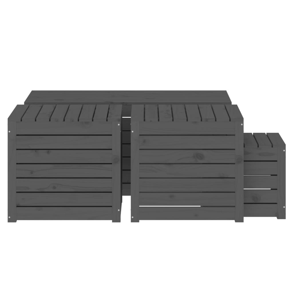 4 pcs conjunto de caixas de jardim pinho maciço cinzento