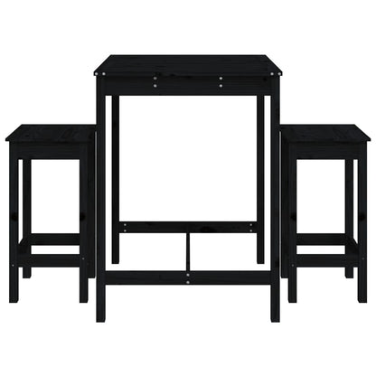 3 pcs conjunto de bar para jardim pinho maciço preto