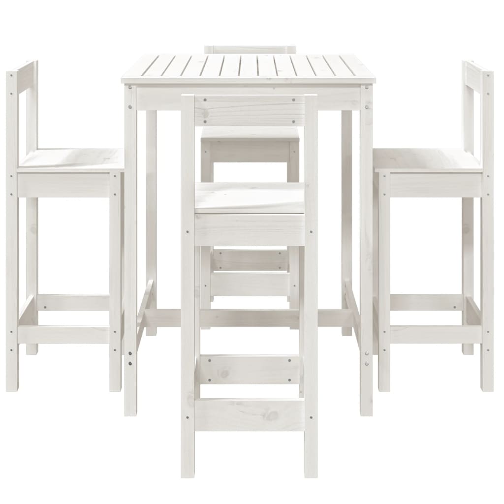 5 pcs conjunto de bar para jardim pinho maciço branco