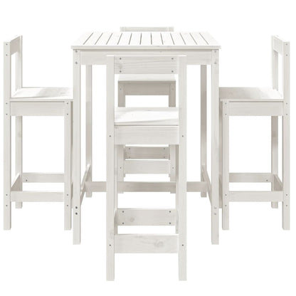 5 pcs conjunto de bar para jardim pinho maciço branco