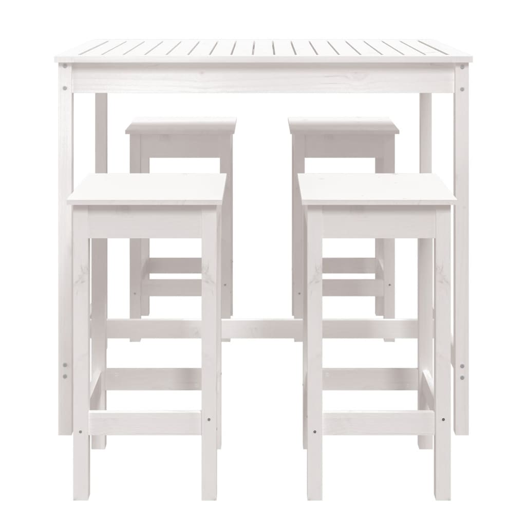 5 pcs conjunto de bar para jardim pinho maciço branco