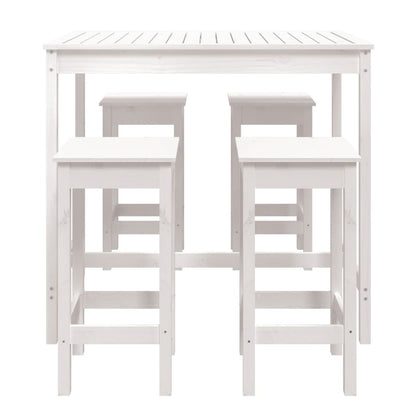 5 pcs conjunto de bar para jardim pinho maciço branco