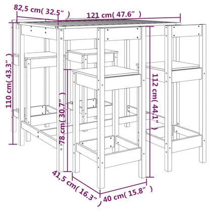 5 pcs conjunto de bar para jardim pinho maciço