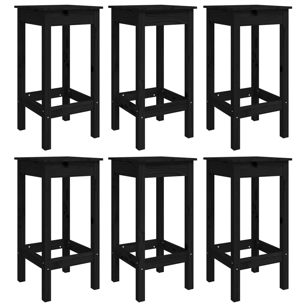 7 pcs conjunto de bar para jardim pinho maciço preto