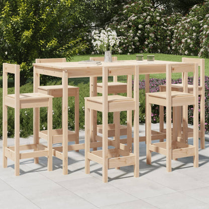 7 pcs conjunto de bar para jardim pinho maciço