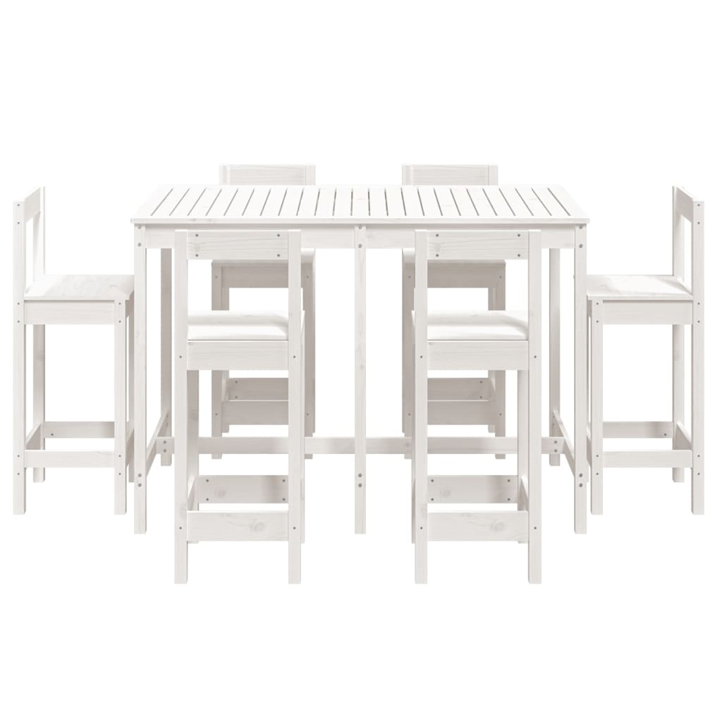 7 pcs conjunto de bar para jardim pinho maciço branco