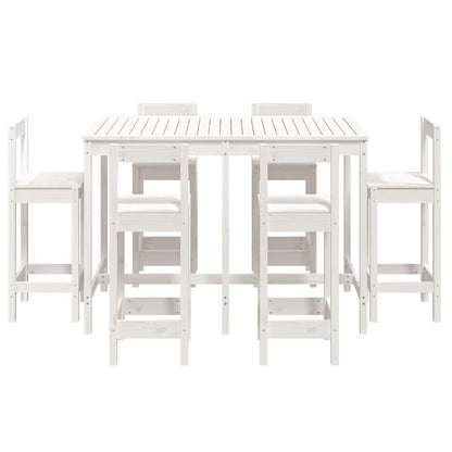 7 pcs conjunto de bar para jardim pinho maciço branco