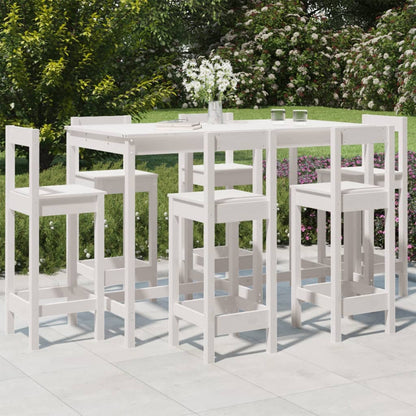 7 pcs conjunto de bar para jardim pinho maciço branco