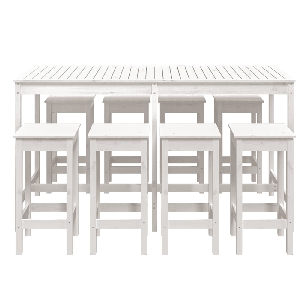 9 pcs conjunto de bar para jardim pinho maciço branco