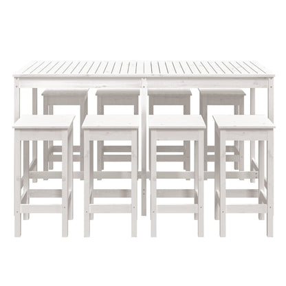 9 pcs conjunto de bar para jardim pinho maciço branco