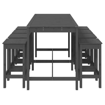 9 pcs conjunto de bar para jardim pinho maciço cinzento