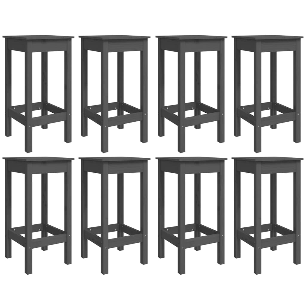 9 pcs conjunto de bar para jardim pinho maciço cinzento