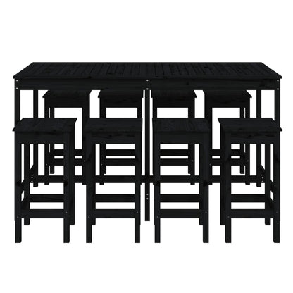 9 pcs conjunto de bar para jardim pinho maciço preto