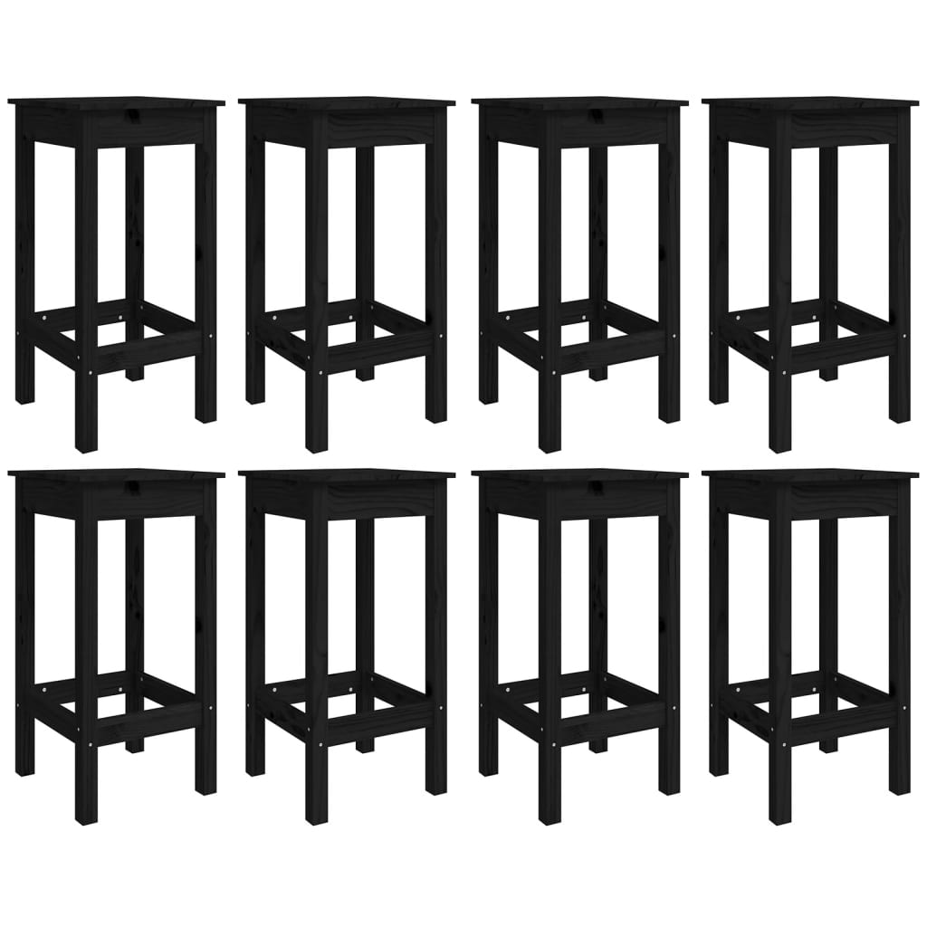 9 pcs conjunto de bar para jardim pinho maciço preto