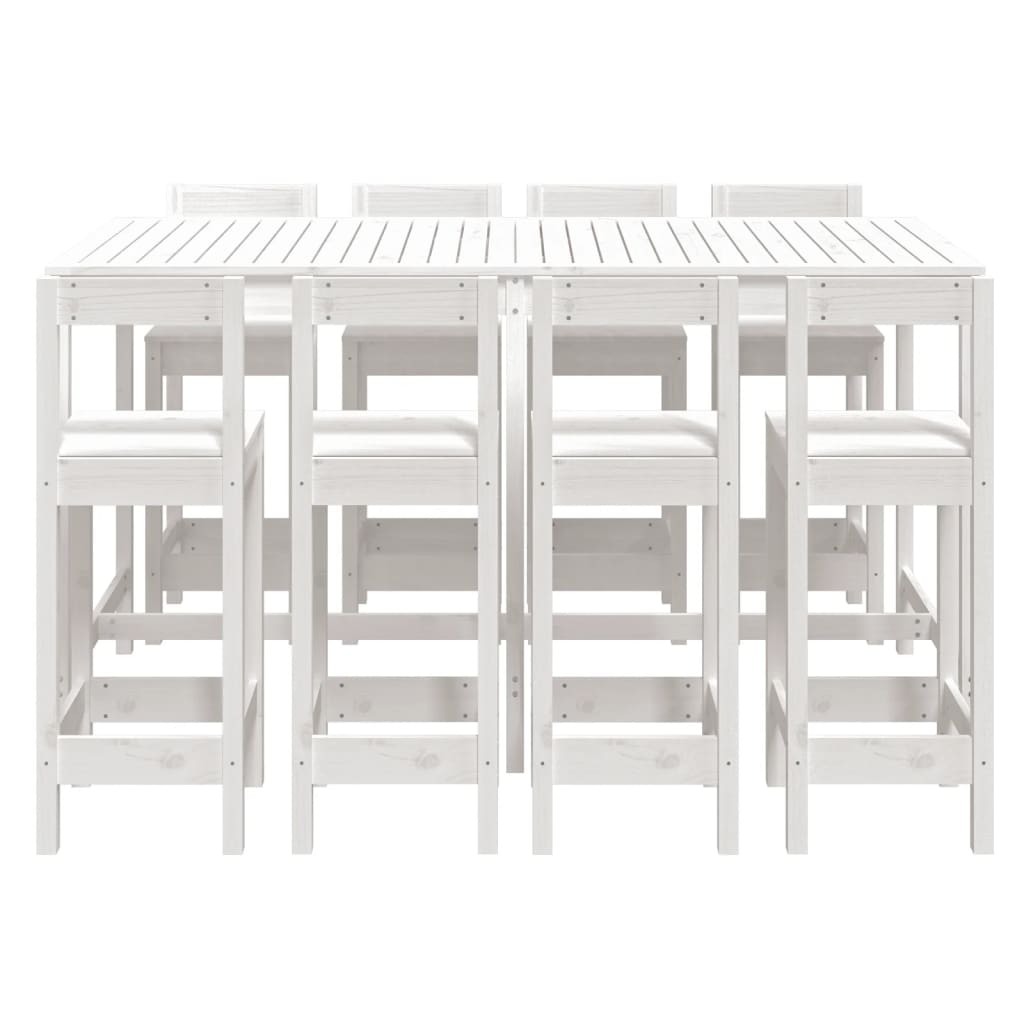 9 pcs conjunto de bar para jardim pinho maciço branco