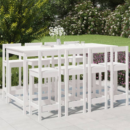 9 pcs conjunto de bar para jardim pinho maciço branco