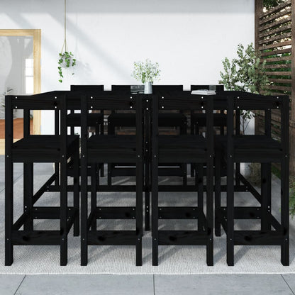 9 pcs conjunto de bar para jardim pinho maciço preto