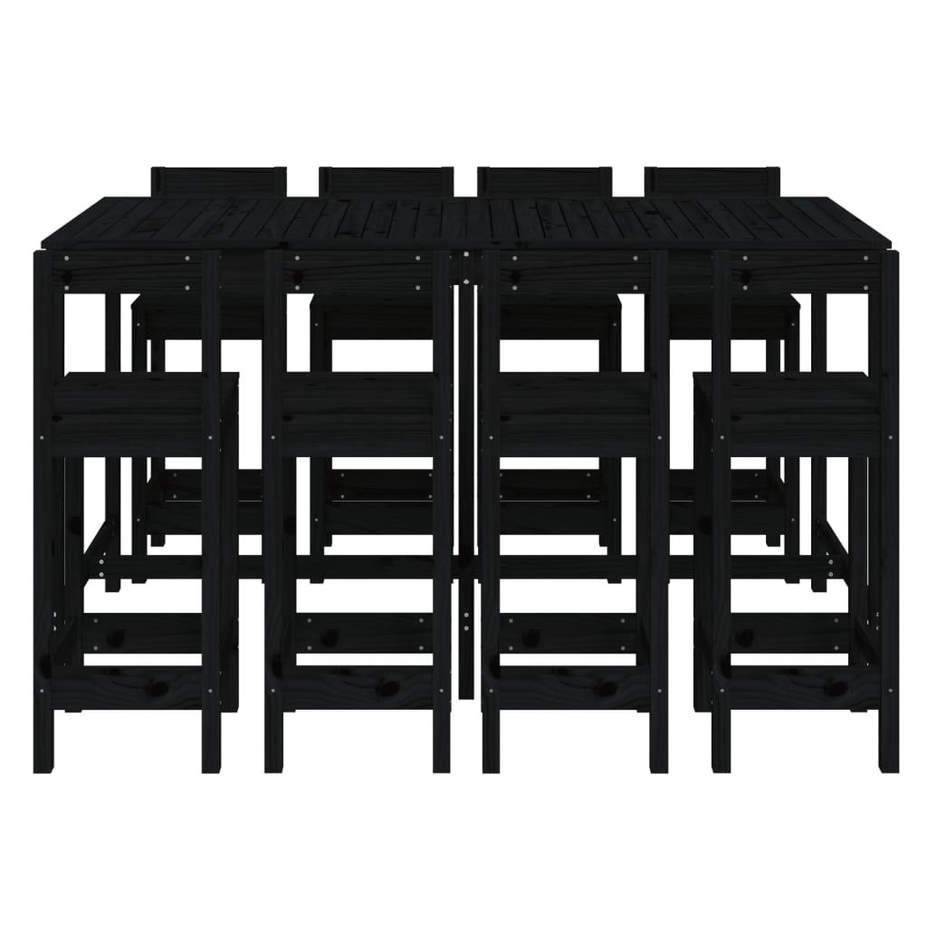 9 pcs conjunto de bar para jardim pinho maciço preto